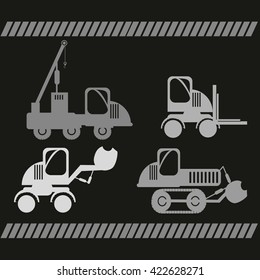 Children machinery construction vector in color backdrop
