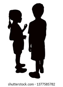 children making chat, silhouette vector
