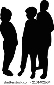 niños chateando, vector de silueta
