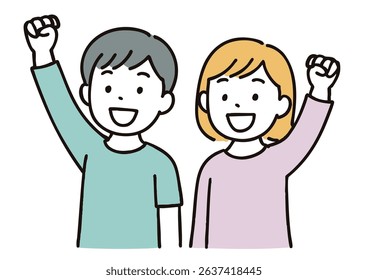 Children Making Fist Pump Gestures on white background