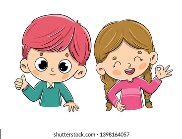 Children making the ok sign