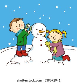 children making a snowman