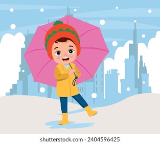 Children making snowmen playing outdoors in winter