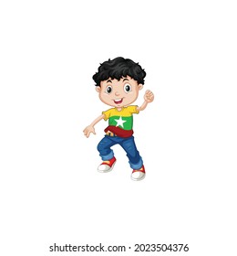 children mascot icon logo vector