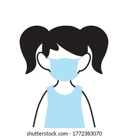 children with mask and uniform vector illustration desing