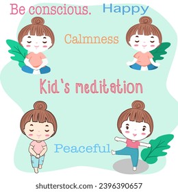 Children meditate in various postures for stillness and happiness of the mind.