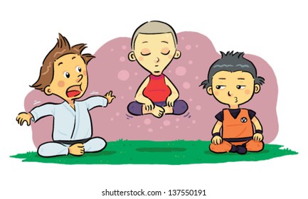 Children Meditation A group of children learning meditation. Vector EPS8 file.