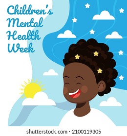 Children mental health week concept vector. Professional psychology consultation illustration. Event in February. Depression, sadness, panic attack. Medical, online,  help service.