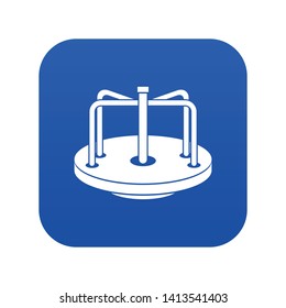 Children merry go round icon digital blue for any design isolated on white vector illustration