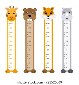 Children meter wall animals