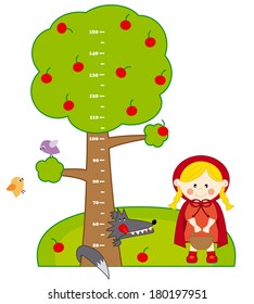 children meter wall.Little Red Riding Hood and the Big Bad Wolf