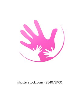 children and mother hands together
