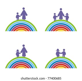 Children and mum on a rainbow