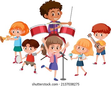 Children Music Band Concept Cartoon Design Stock Vector (Royalty Free ...