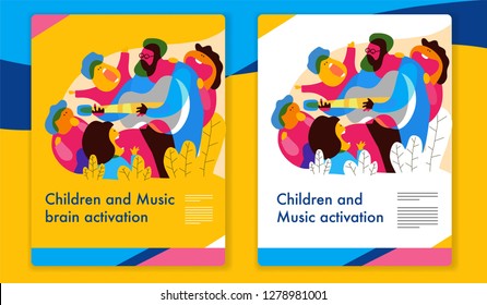 Children music class template. colorful mixcolor vector illustration