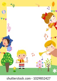 niños y marco musical