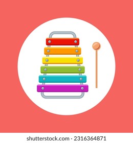 children musical instrument xylophone. flat vector illustration.