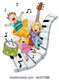 Children with Musical Instruments - Vector