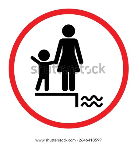 Children must be accompanied by an adult in the swimming pool area for safety. Supervision required sign in red and white colors