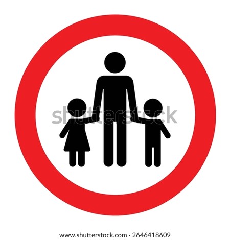 Children must be accompanied by an adult sign. Children supervision all the time warning sign with white and red colors combination