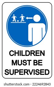 Children must be supervised at playground. Warning mandatory sign with text