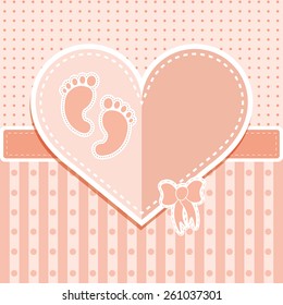 Children , newborn greeting card, vector background.Arrival card with place for your text.