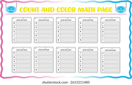 Children number counting and dot color worksheet