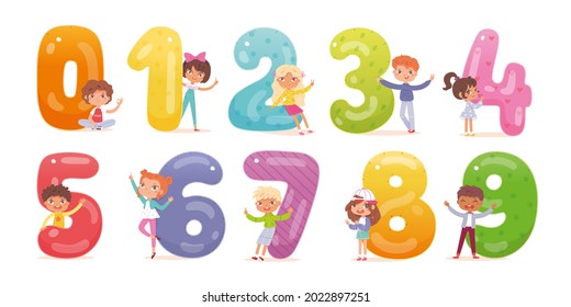 Children Numbers One Nine Set Learning Stock Vector (Royalty Free ...