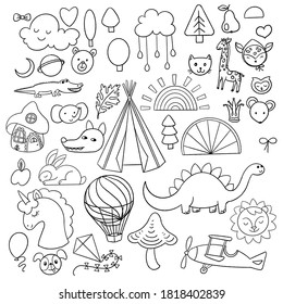 Children Nursery Theme Icons Vector Outline Stock Vector (Royalty Free ...