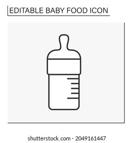 Children nutrition line icon. Baby bottle for feeding milk or porridge.Baby food concept. Isolated vector illustration. Editable stroke