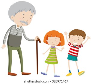 Children and old man illustration