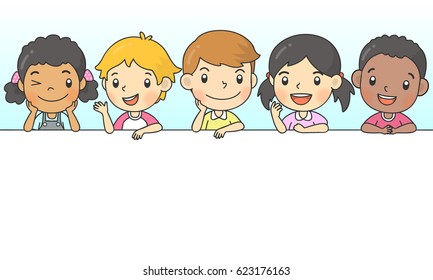 children on banner vector cartoon