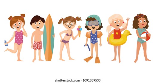 children on the beach , children's games , children play , sand , vector graphics