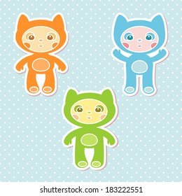 children on cat costumes vector