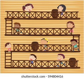 Ilustración de niños de diferentes niveles