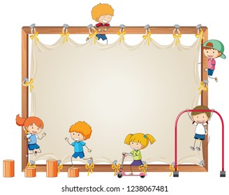 Children on empty board illustration