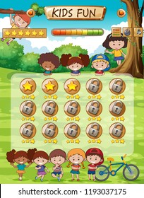 Children on game template illustration