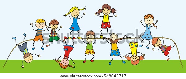 ジャングルジムの子どもたち 幸せな子供 カラーイラスト ベクター画像アイコン のベクター画像素材 ロイヤリティフリー
