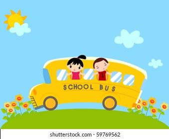 Children on school bus vector