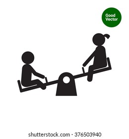 Children on seesaw