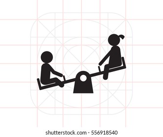 Children on seesaw