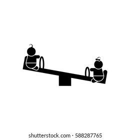 Children on seesaw