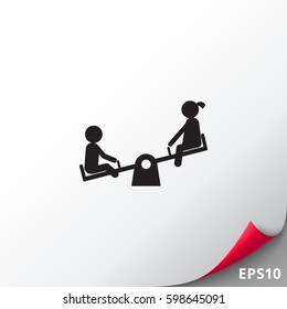Children on seesaw