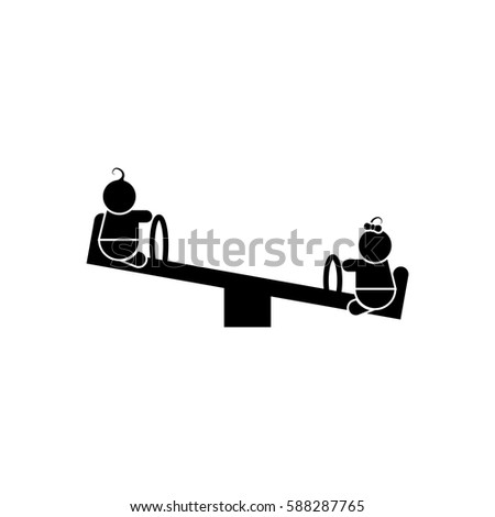 Children on seesaw