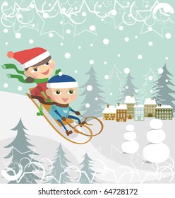 Children on a sledge