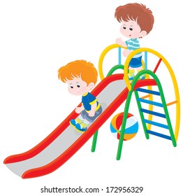 Children on a slide