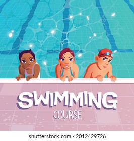 Children on a swimming course