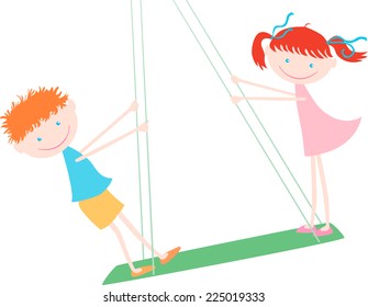 children on the swing