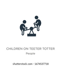Children on teeter totter icon vector. Trendy flat children on teeter totter icon from people collection isolated on white background. Vector illustration can be used for web and mobile graphic 