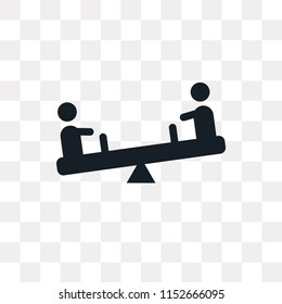 Children on teeter totter vector icon isolated on transparent background, Children on teeter totter logo concept
